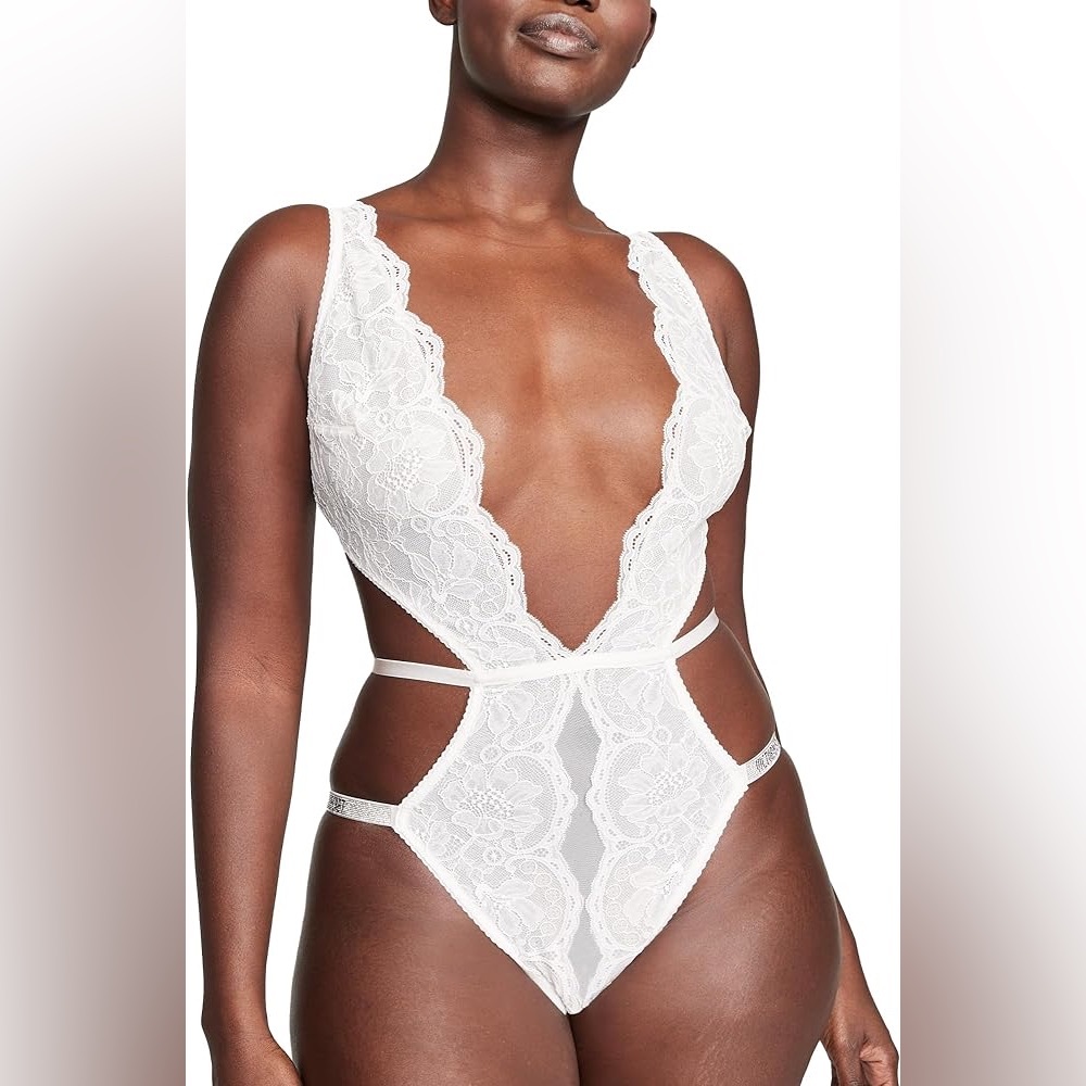 Victoria’s Secret Very Sexy Shine Strap Lace Crotchless Bodysuit